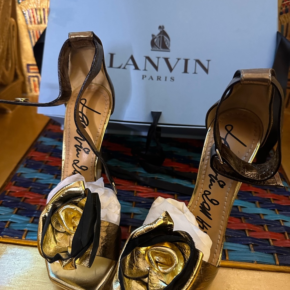 Gold Lanvin Heels 37 - Picture 5 of 7